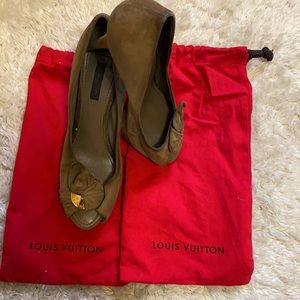Louis Vuitton Suede Peep Toe